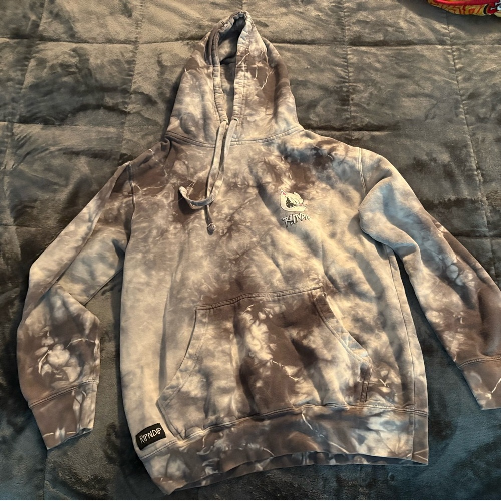 Ripndip Gray and White Sweater with Tie-Dye Effect